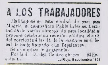 Anuncio en "La Rioja". Fecha citada