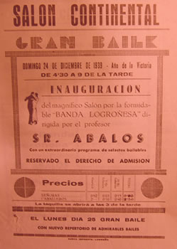 En la posguerra: 25 diciembre 1939.
Salón Continental en Logroño