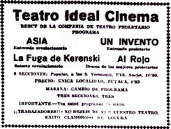Anuncio prensa de Teatro Proletario
