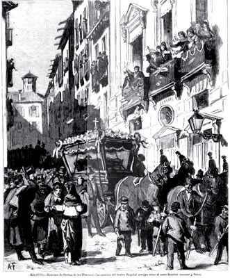 Entierro de Bret&oacute;n en Madrid - 1873