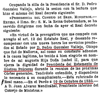 Presidente del Estamento de Próceres
