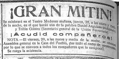 Gran mitin Daniel Anguiano 1919