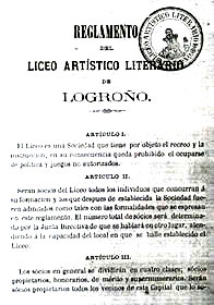 Primera página del Reglamento del Liceo