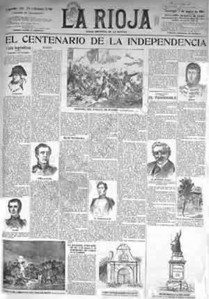 Portada de "La Rioja". Día 3 de mayo de 1908