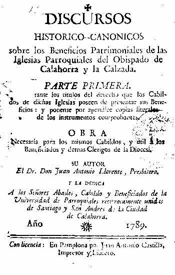 Obra de Llorente de 1789
